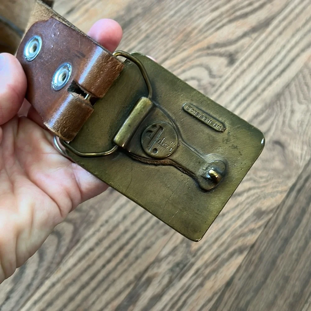 4-Wheeling Brown Leather Belt Copyright 1975 Vintage
